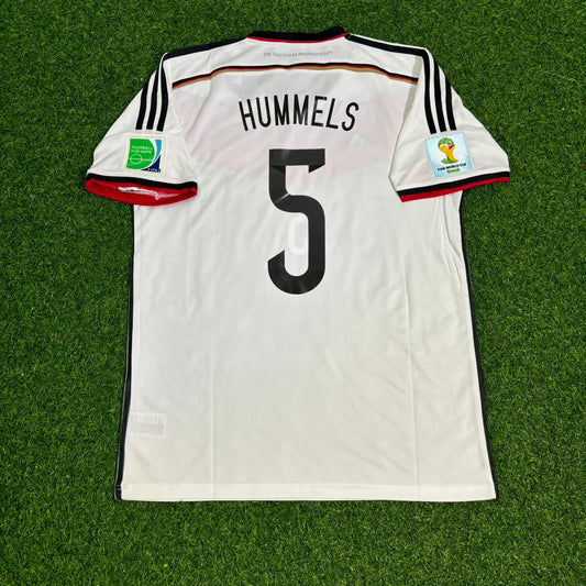 Germany World Cup 2014 Mats Hummels Deutschland White Retro Football Jersey