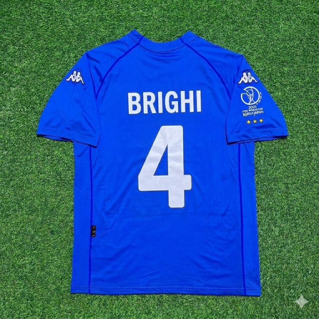 Italy World Cup 2002 Matteo Brighi #4 Home Retro Football Jersey