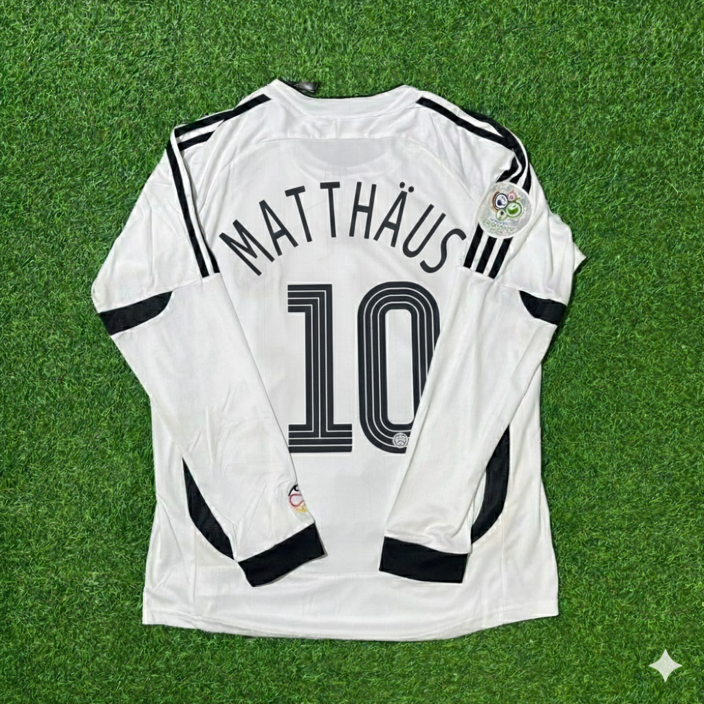 Lothar Mätthaus Germany World Cup Long Sleeve White Retro Football Jersey Kit