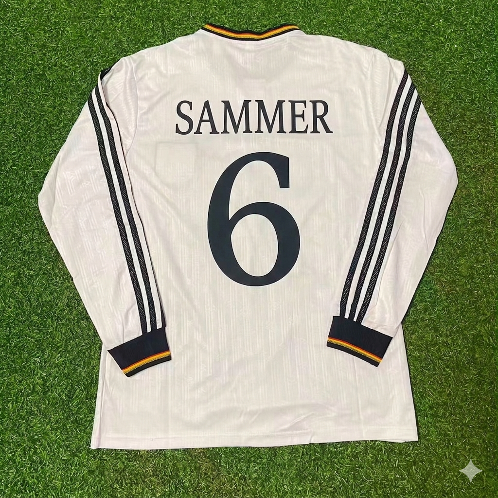 Germany EURO 1996 Matthias Sammer #6 Final Home Long Sleeve Retro Football Jersey Kit