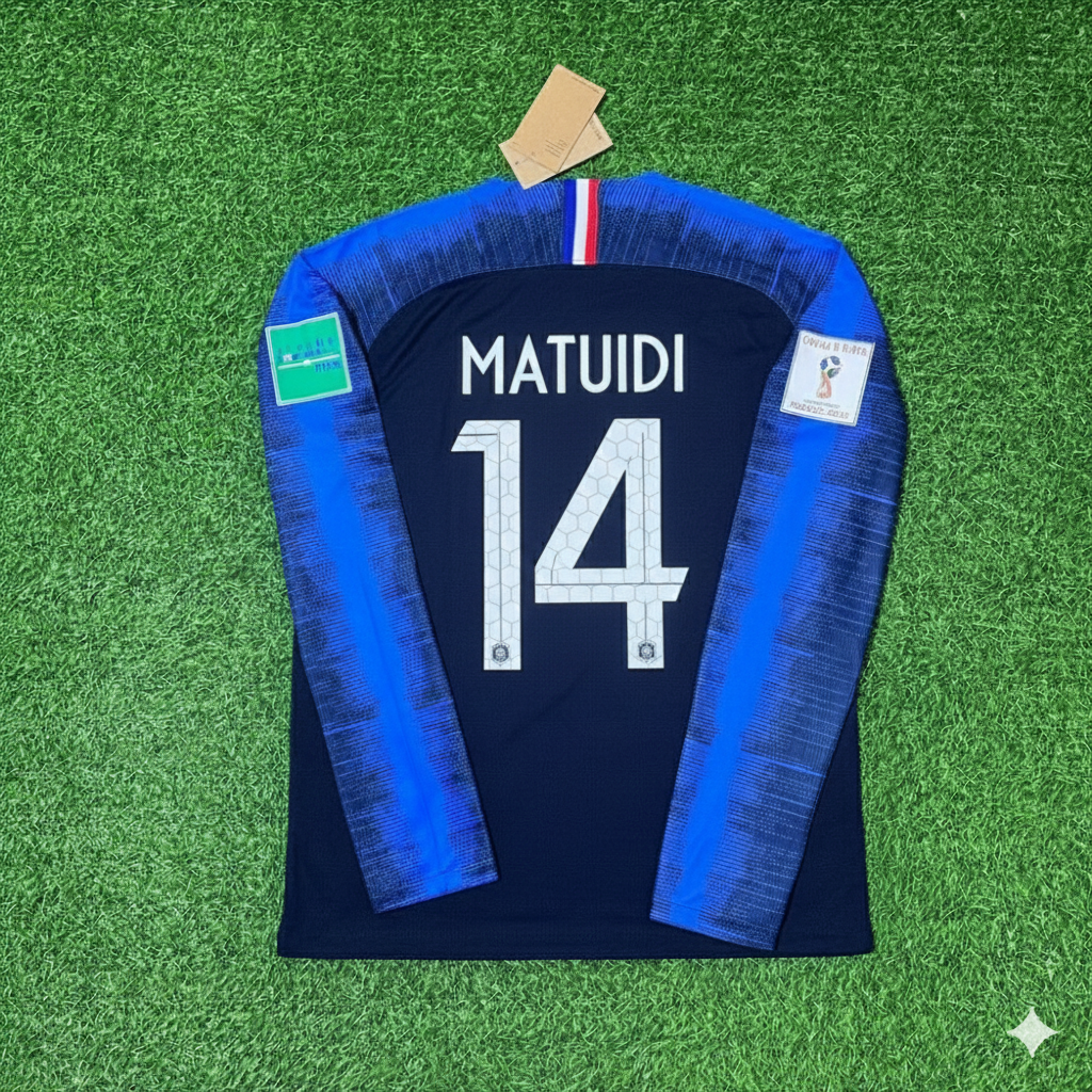 France World Cup 2018 Blaise Matuidi Final Long Sleeve Retro Football Jersey Kit