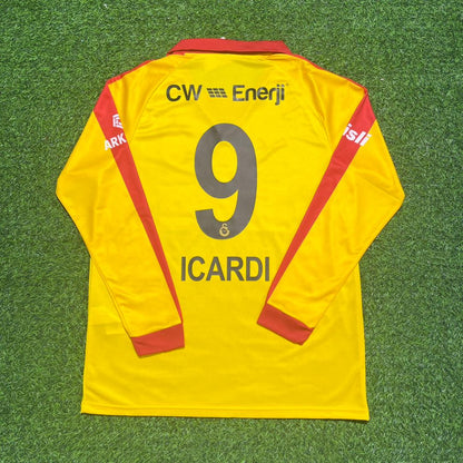 Mauro Icardi Galatasaray Vintage Yellow Long Sleeve Football Jersey Kit