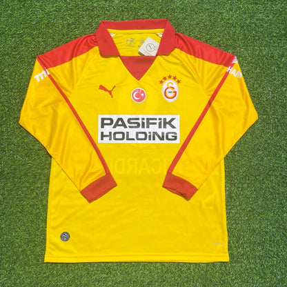Mauro Icardi Galatasaray Vintage Yellow Long Sleeve Football Jersey Kit