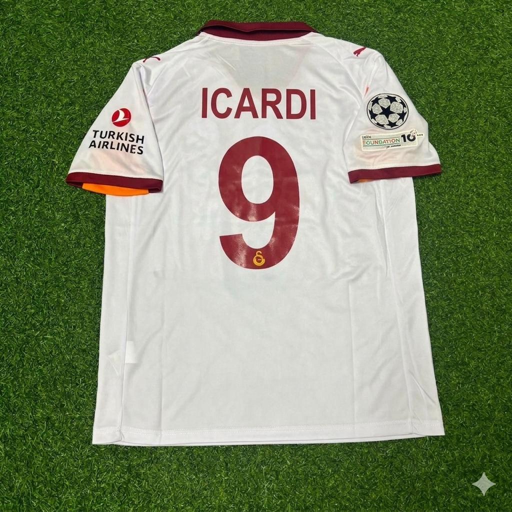 Mauro Icardi #9 Galatasaray 2025-2026 Away Champions League Football Jersey