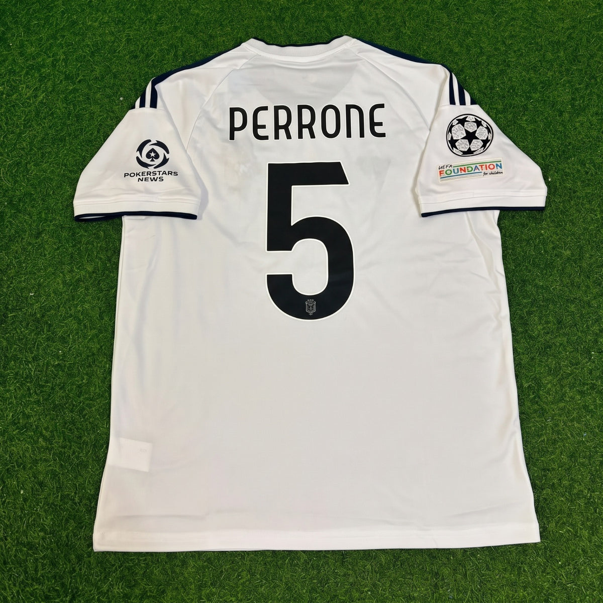 Máximo Perrone #5 Como 2027 Away Champions League Patch Football Jersey