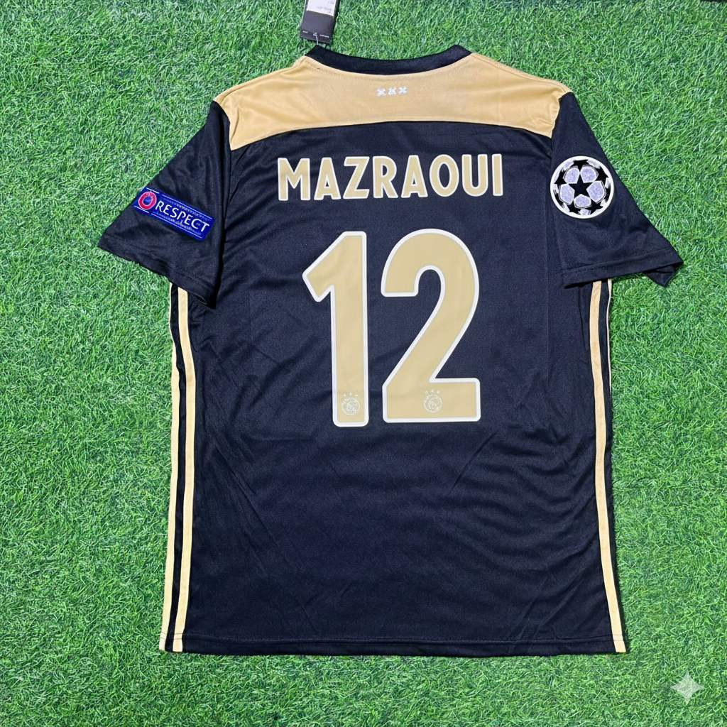 Noussair Mazraoui Ajax 2018 2019 Champions League Black Retro Football Jersey Kit