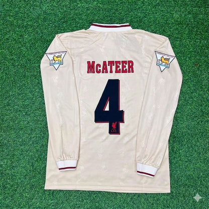 Jason McAteer Liverpool 1996 1997 Retro Away White Long Sleeve Football Jersey