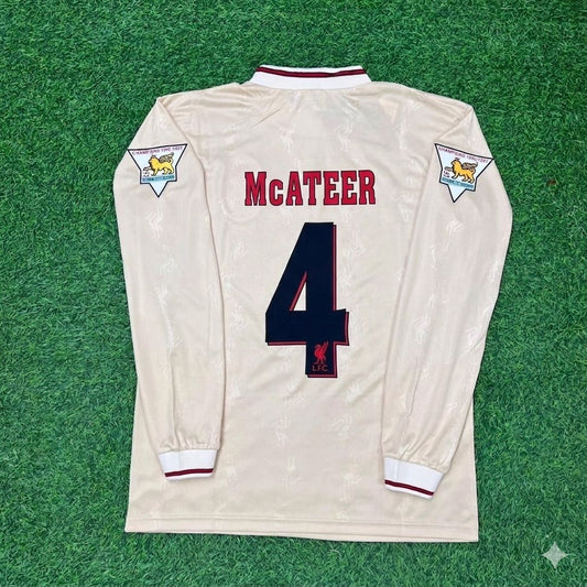 Jason McAteer Liverpool 1996 1997 Retro Away White Long Sleeve Football Jersey