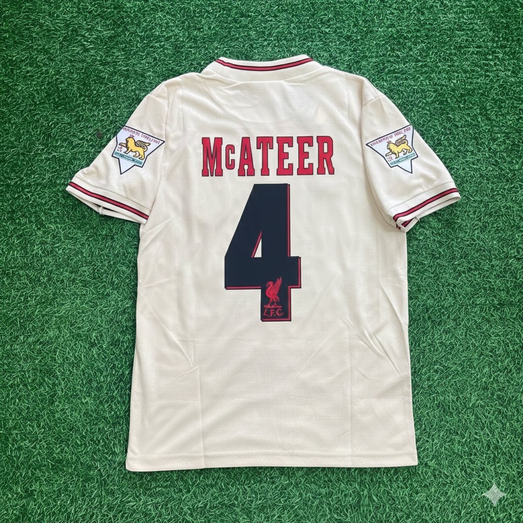 Jason McAteer Liverpool 1996 1997 Retro Away White Retro Football Jersey