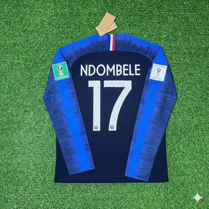 France World Cup 2018 Tanguy Ndombele Final Long Sleeve Retro Football Jersey Kit