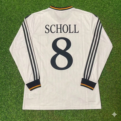 Germany EURO 1996 Mehmet Scholl #8 Final Home Long Sleeve Retro Football Jersey Kit