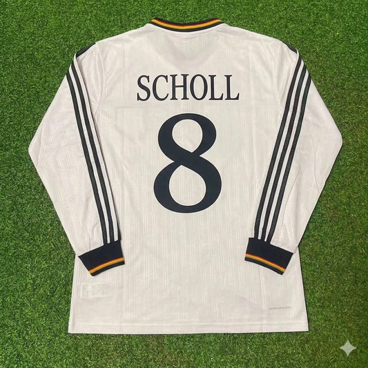 Germany EURO 1996 Mehmet Scholl #8 Final Home Long Sleeve Retro Football Jersey Kit