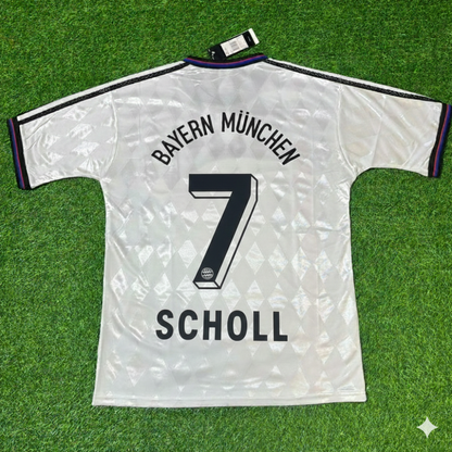 Mehmet Scholl Bayern Munich 1997 1998 Away White Retro Football Jersey Kit