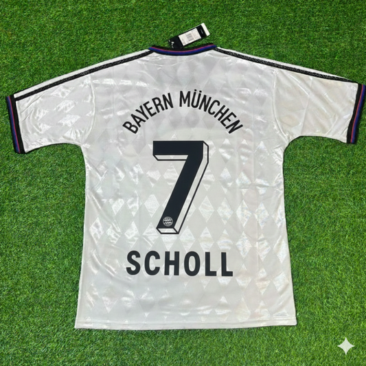 Mehmet Scholl Bayern Munich 1997 1998 Away White Retro Football Jersey Kit