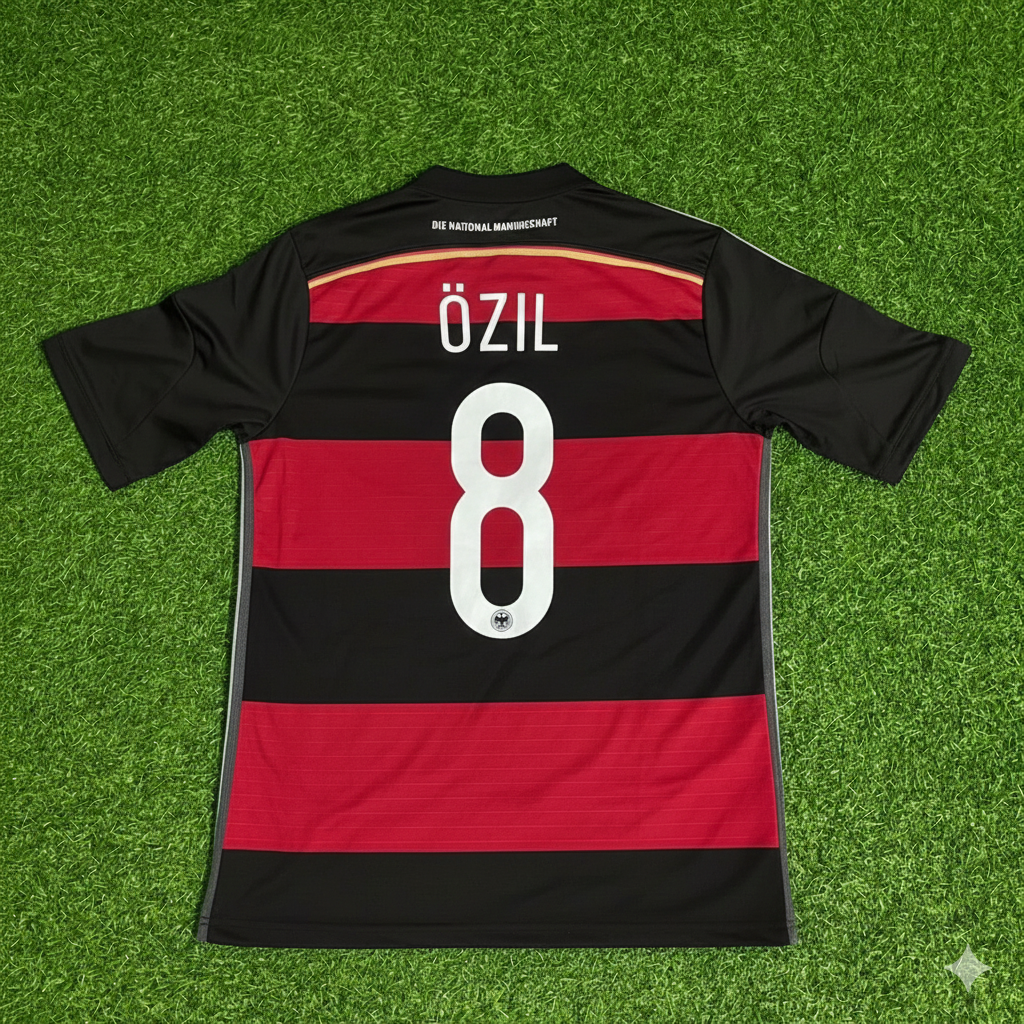 Germany World Cup 2014 Mesut Özil Deutschland Brazil Black Red Retro Football Jersey