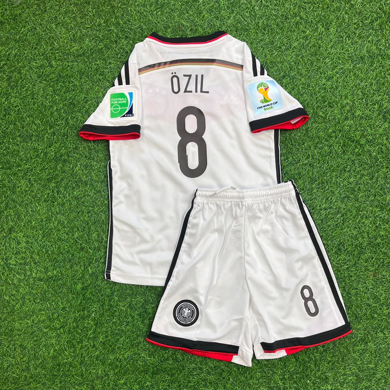 Germany World Cup 2014 Mesut Özil White Kids Retro Football Jersey Kit