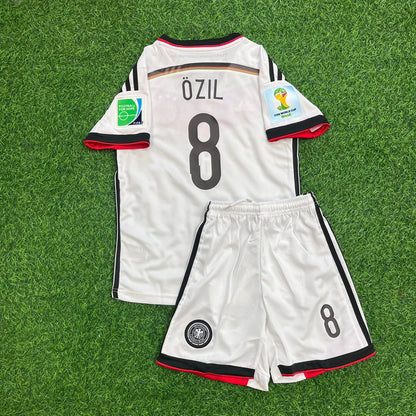 Germany World Cup 2014 Mesut Özil White Kids Retro Football Jersey Kit