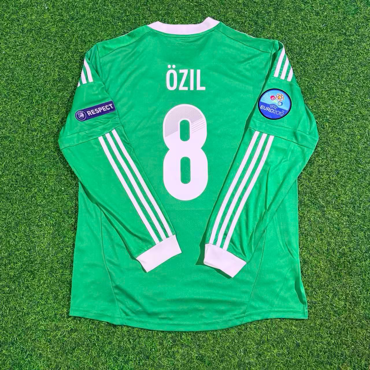 Germany EURO 2012 Mesut Ozil Long Sleeve Green Retro Football Jersey
