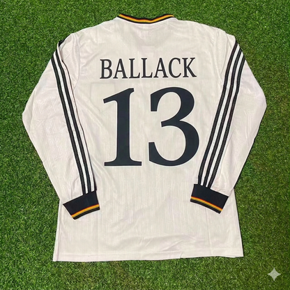 Germany EURO 1996 Michael Ballack #13 Final Home Long Sleeve Retro Football Jersey Kit