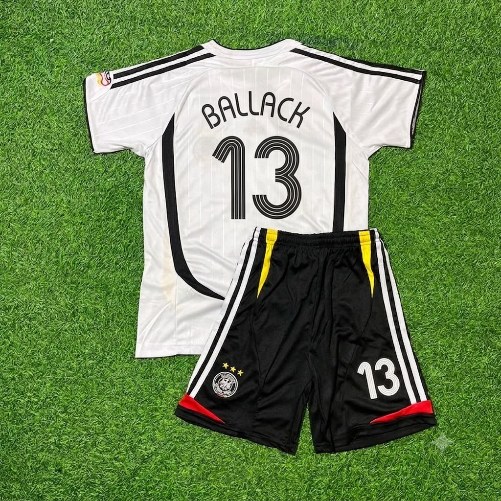 Germany World Cup 2006 Michael Ballack Kids White Retro Football Jersey Kit