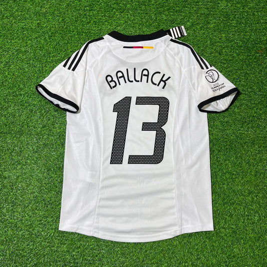 Germany World Cup 2002 Michael Ballack Deutschland Japan Korea White Retro Football Jersey