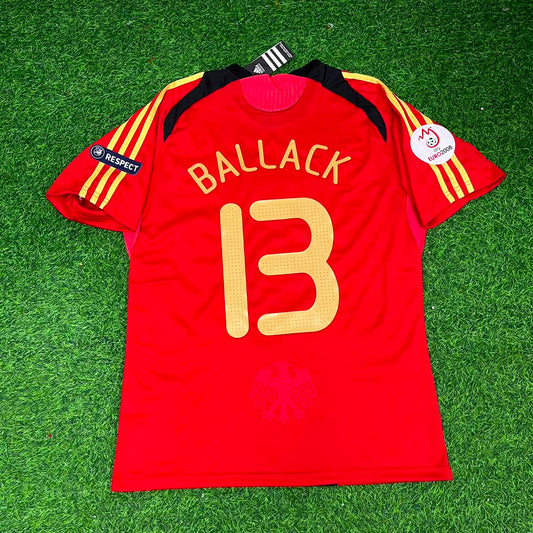 Germany EURO 2008 Michael Ballack Away Red Retro Football Jersey Kit