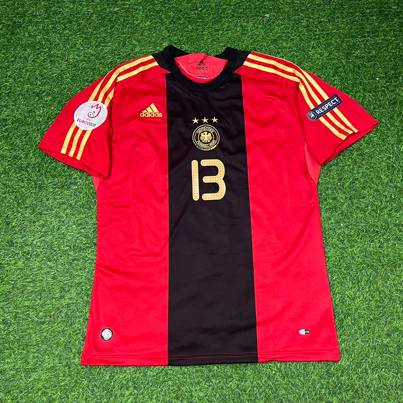 Germany EURO 2008 Michael Ballack Away Red Retro Football Jersey Kit