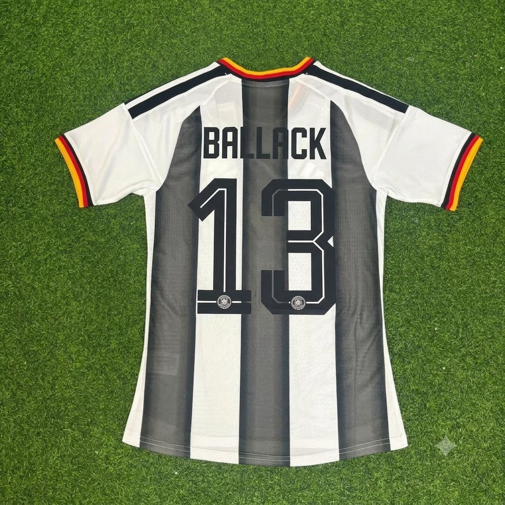 Michael Ballack Germany Stripe Special Edition Black White Football Jersey