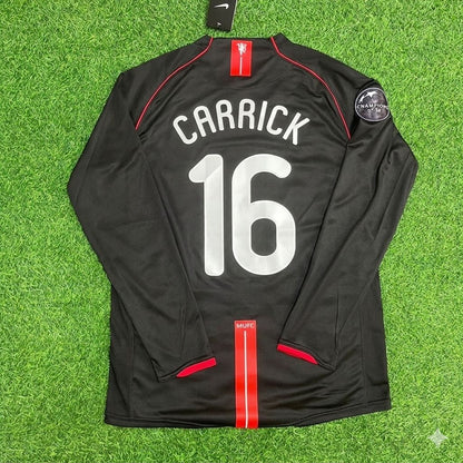 Michael Carrick Manchester United 2007/2008 Champions League Patch Black Retro Football Jersey Collection