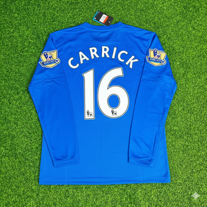 Michael Carrick Manchester United 2008 Blue EPL Patch Retro Long Sleeve Football Jersey Kit