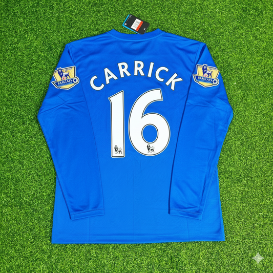 Michael Carrick Manchester United 2008 Blue EPL Patch Retro Long Sleeve Football Jersey Kit