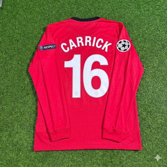Michael Carrick #16 Manchester United 2009-2010 Retro Long Sleeve Football Jersey Kit