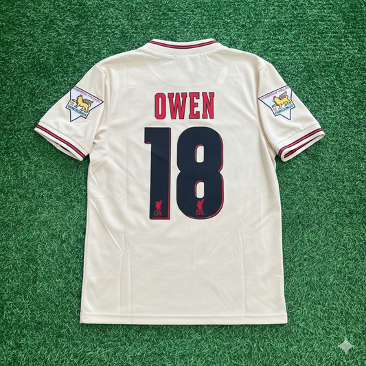 Michael Owen Liverpool 1996 1997 Retro Away White Retro Football Jersey