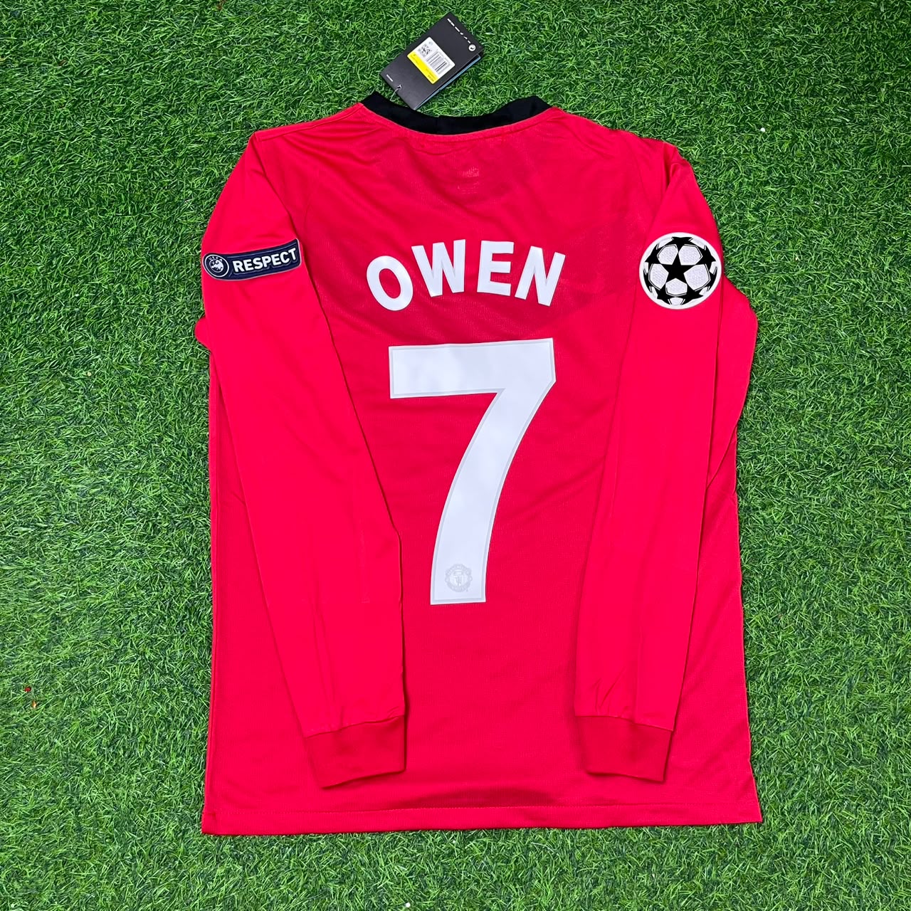 Michael Owen #7 Manchester United 2009-2010 Retro Long Sleeve Football Jersey Kit