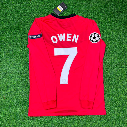 Michael Owen #7 Manchester United 2009-2010 Retro Long Sleeve Football Jersey Kit