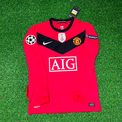 Michael Owen #7 Manchester United 2009-2010 Retro Long Sleeve Football Jersey Kit