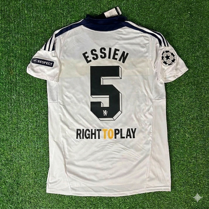 Michael Essien #5 Chelsea 2011 2012 Champions League White Yellow Retro Football Jersey