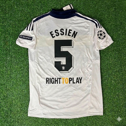 Michael Essien #5 Chelsea 2011 2012 Champions League White Yellow Retro Football Jersey