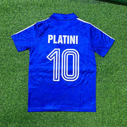 France World Cup 1986 Michel Platini Blue Retro Football Jersey Kit
