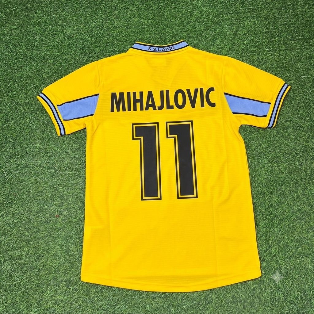 Sinisa Mihajlovic Lazio 1998-2000 Yellow Retro Football Jersey Kit