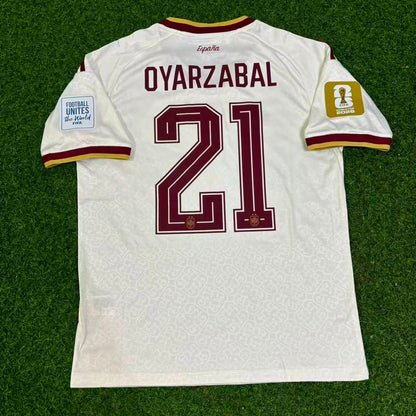 Spain Mikel Oyarzabal #21 Two Star 2026 World Cup Champions Away Football Jersey