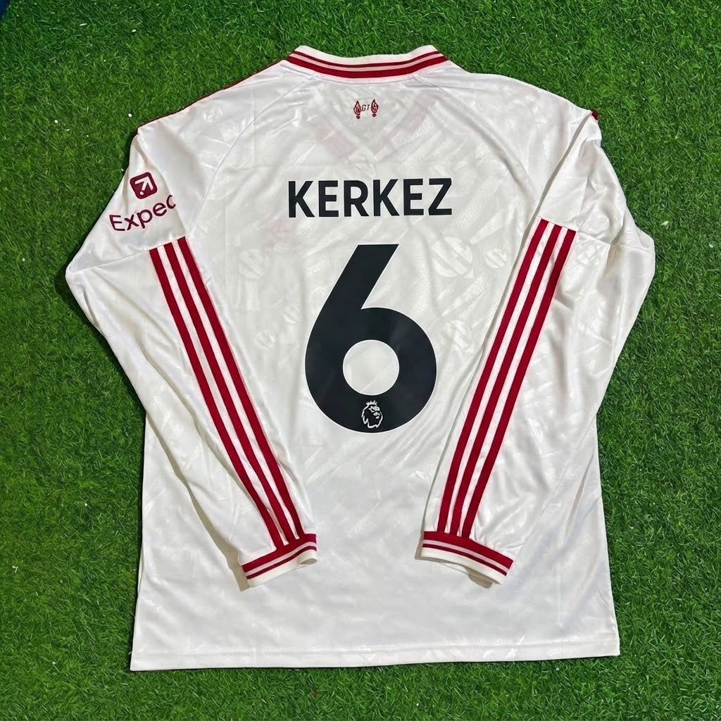 Milos Kerkez #6 Liverpool 2027 Long Sleeve Away White Football Jersey