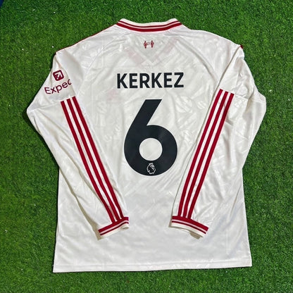 Milos Kerkez #6 Liverpool 2027 Long Sleeve Away White Football Jersey