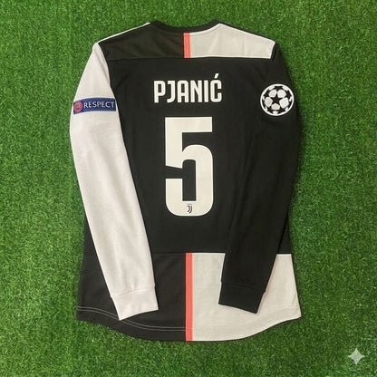 Miralem Pjanić 5- Juventus Long Sleeve 2019 2020 Retro White Black Football Jersey