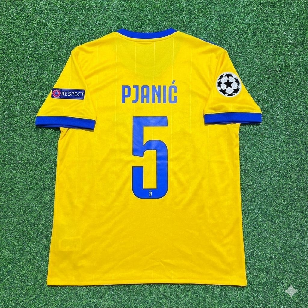 Miralem Pjanic Juventus 2017-2018 Yellow Retro Football Jersey Kit