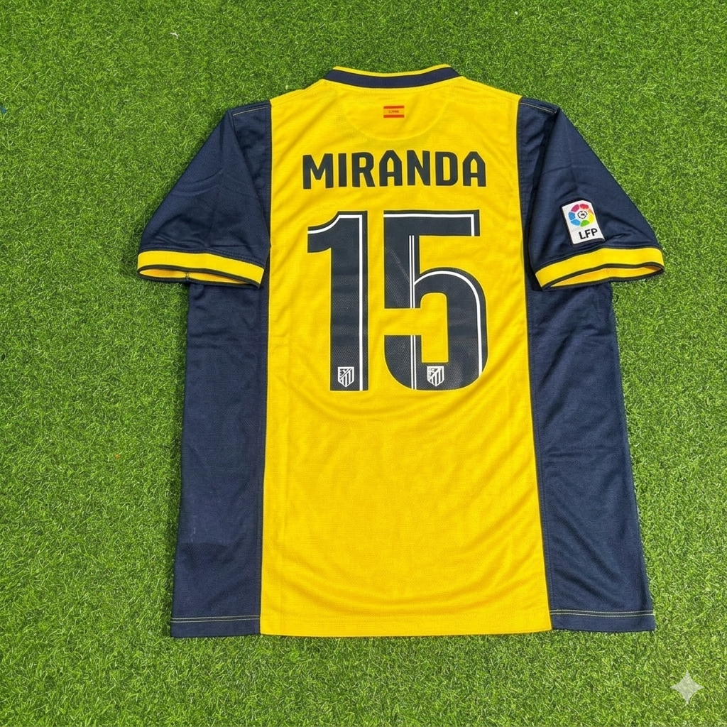 Miranda #15 Atlético Madrid 2013-2014 Away Yellow Football Jersey Kit