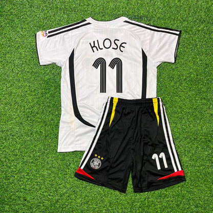 Germany World Cup 2006 Miroslav Klose Kids White Retro Football Jersey Kit