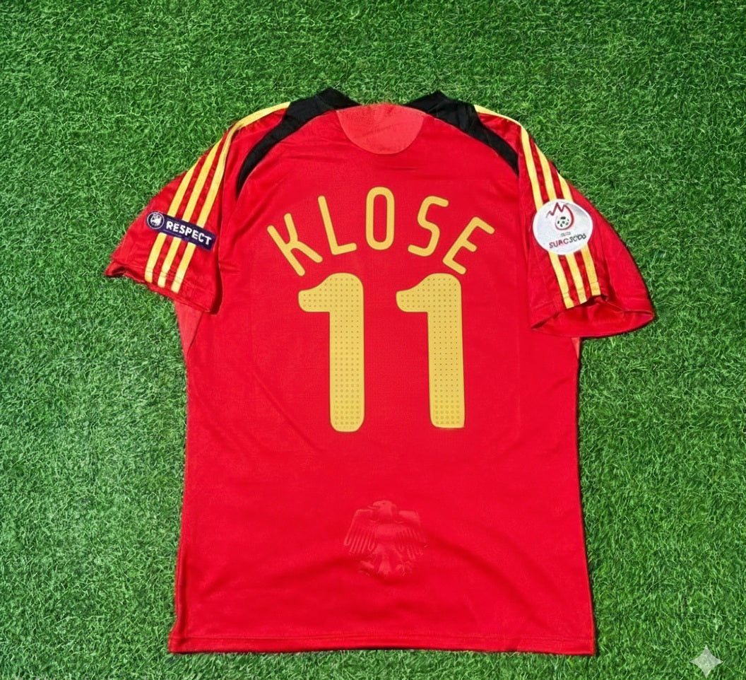 Germany EURO 2008 Miroslav Klose Away Red Retro Football Jersey Kit