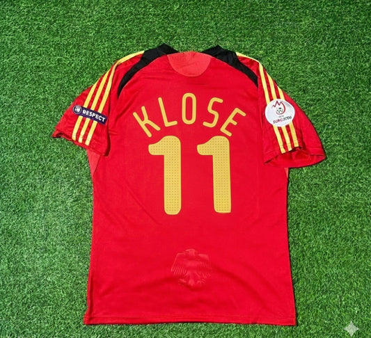 Germany EURO 2008 Miroslav Klose Away Red Retro Football Jersey Kit