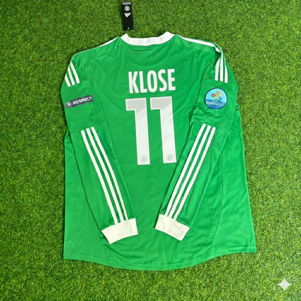 Germany EURO 2012 Miroslav Klose Long Sleeve Green Retro Football Jersey
